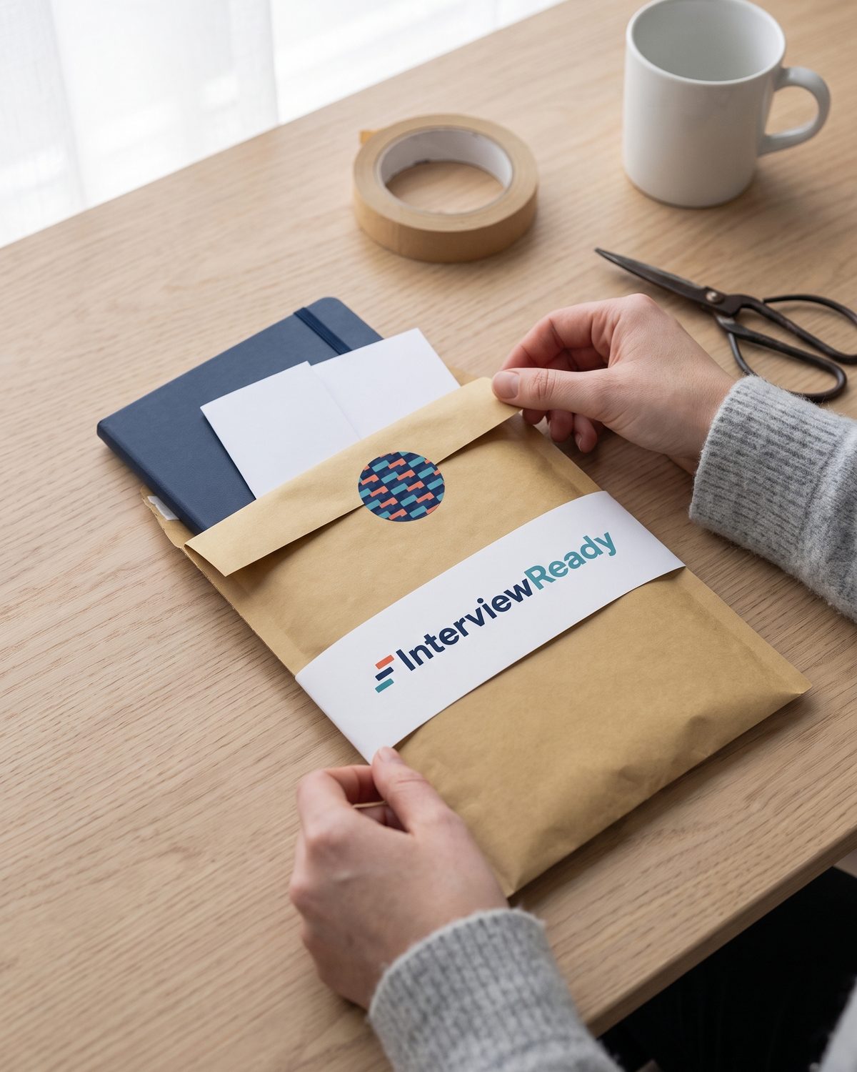 Branded mailer with pattern sticker